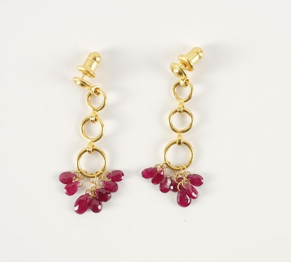 A PAIR OF GURHAN RUBY EARRINGS (2)