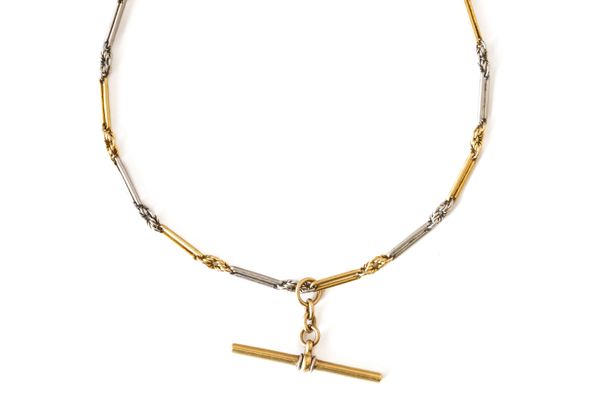 A BICOLOUR SHORT NECKLACE WITH T BAR