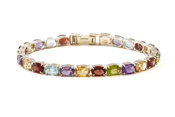 A MULTI GEM SET BRACELET