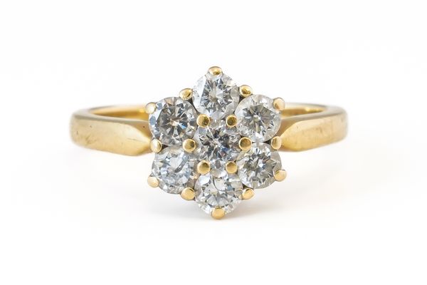 A DIAMOND FLORAL CLUSTER RING