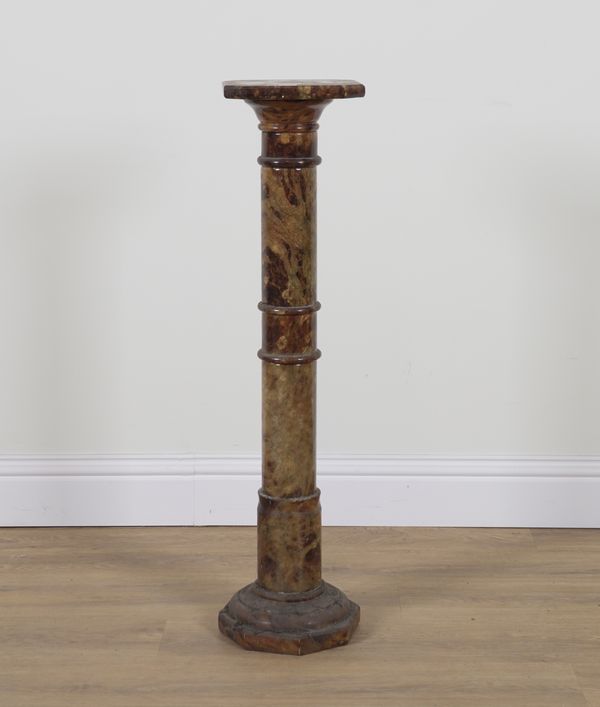 AN ITALIAN ALABASTER COLUMN PEDESTAL