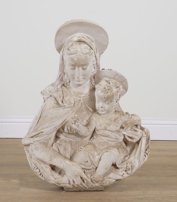 IN THE RENAISSANCE STYLE: A RELEIF PLASTER CAST GROUP OF THE MADONNA AND CHILD