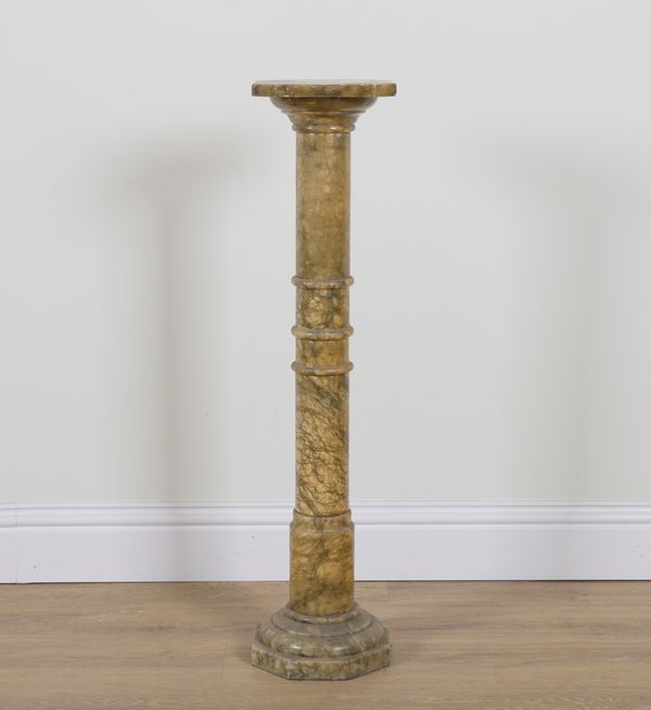 AN ITALIAN ALABASTER COLUMN PEDESTAL