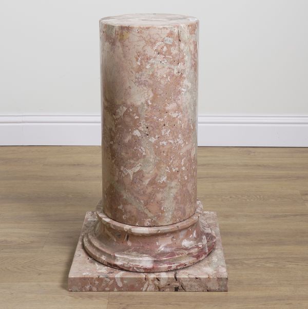 A VICTORIAN PINK VARIEGATED MARBLE PEDESTAL