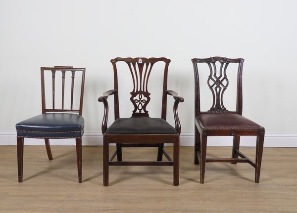 A GEORGE III MAHOGANY CARVER CHAIR (3)