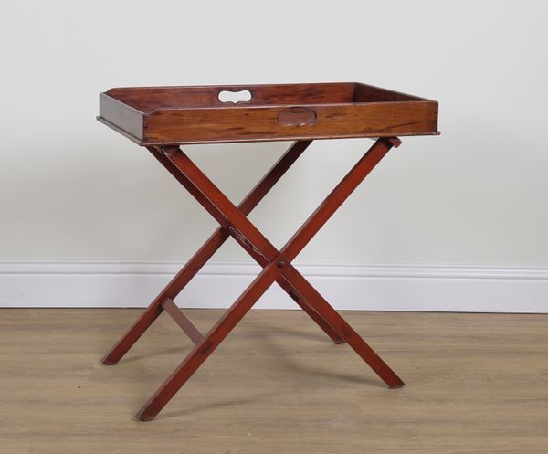 A 19TH CENTURY RECTANGULAR MAHOGANY BUTLERS TRAY