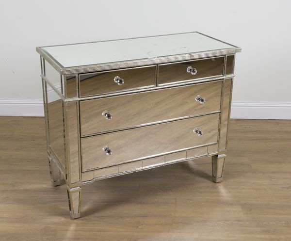 A BRIGHTON MIRRORED FOUR DRAWER CHEST