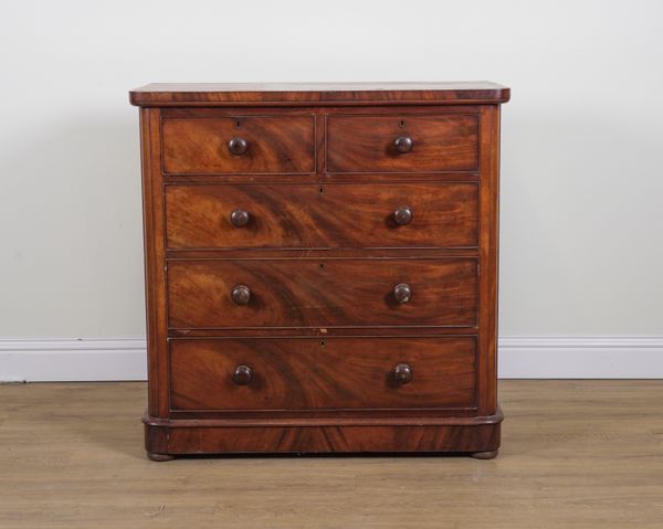 A VICTORIAN MAHOGANY FIVE DRAWER CHEST