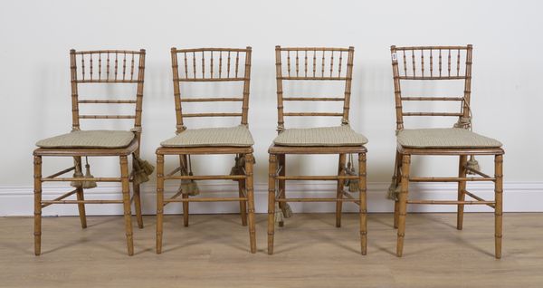 A SET OF FOUR 19TH CENTURY FAUX BAMBOO SIDE CHAIRS (4)