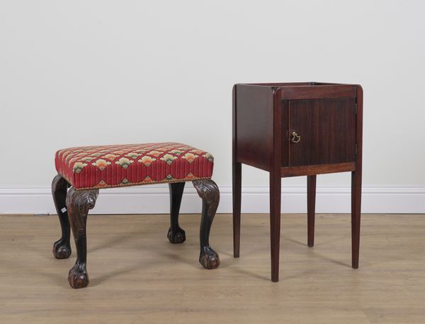 AN 18TH CENTURY STYLE MAHOGANY FRAMED FOOTSTOOL (2)