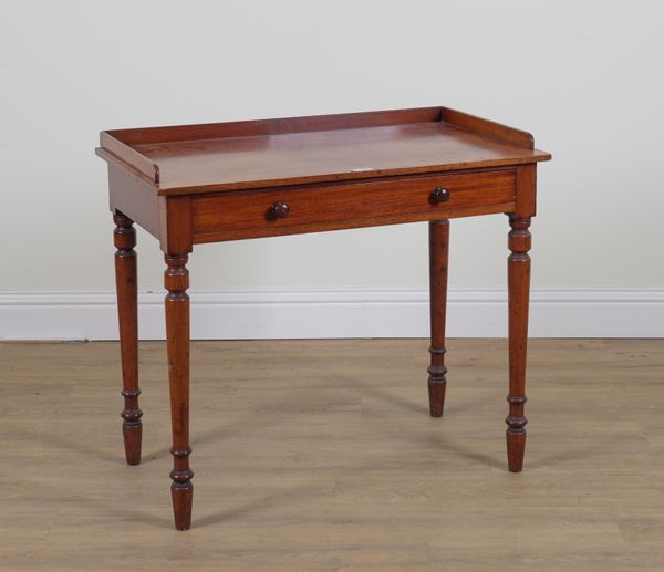 A VICTORIAN MAHOGANY SINGLE DRAWER SIDE TABLE