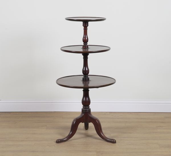 A VICTORIAN MAHOGANY THREE TIER DUMB WAITER