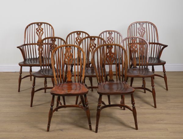 A SET OF NINE ASH AND ELM WINDSOR CHAIRS (9)