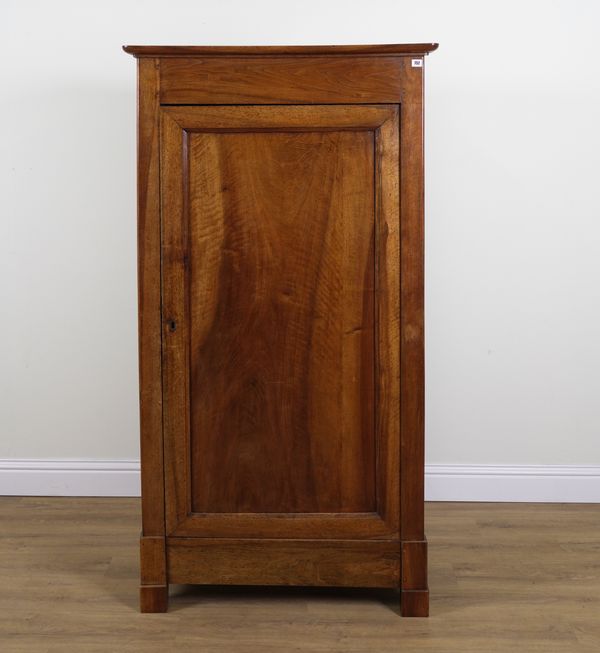 A 19TH CENTURY FRENCH FRUITWOOD SINGLE DOOR WARDROBE