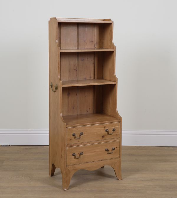 A GEORGE III STYLE PINE WATERFALL BOOKCASE CHEST