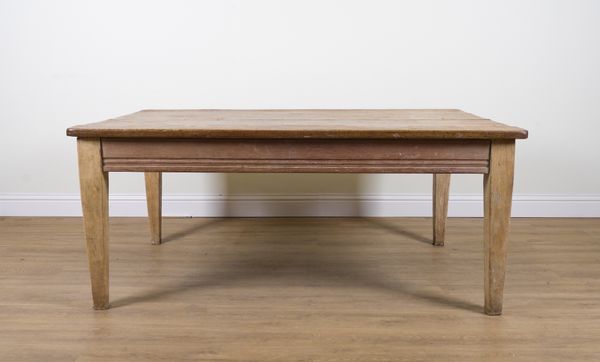 A LATE 19TH CENTURY PINE RECTANGULAR KITCHEN TABLE