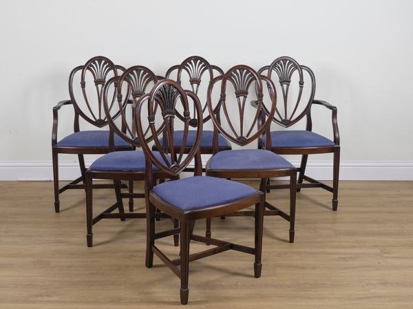 A SET OF SIX GEORGE III STYLE MAHOGANY DINING CHAIRS (6)