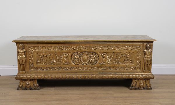 AN ITALIAN GILTWOOD CASSONE