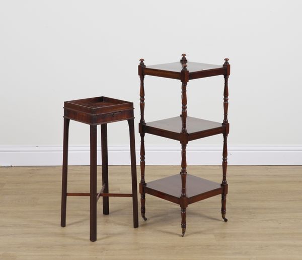 AN 18TH CENTURY MAHOGANY KETTLE STAND (2)