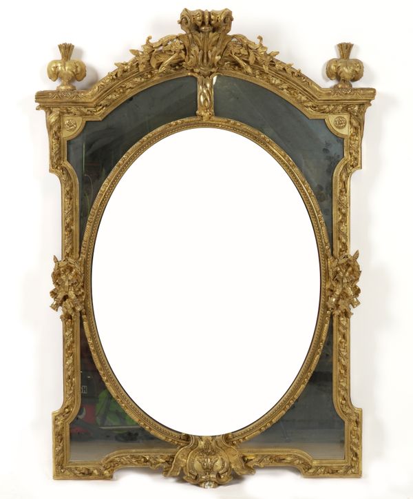 A VICTORIAN GILT FRAMED MARGINAL MIRROR