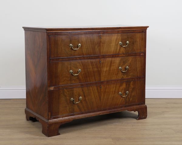 A LATE 18TH CENTURY MAHOGANY THREE DRAWER CHEST