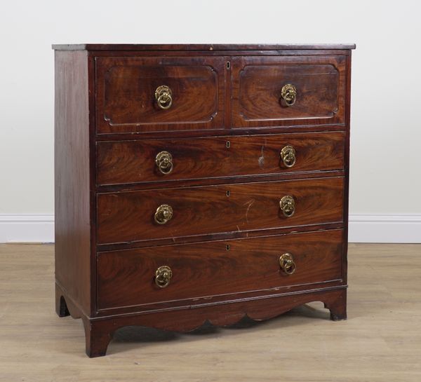 A REGENCY MAHOGANY FOUR DRAWER SECRETAIRE CHEST