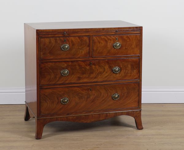 A 19TH CENTURY MAHOGANY FOUR DRAWER CHEST