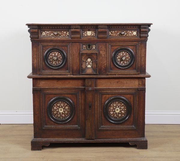 A 17TH CENTURY BONE INLAID SIDE CABINET