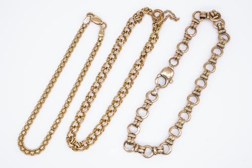 THREE GOLD BRACELETS (3)