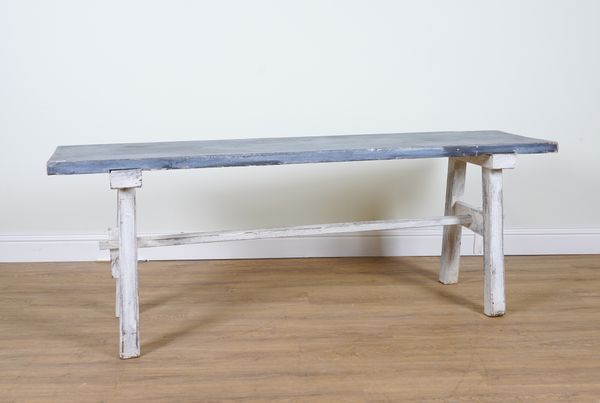 A CONTINENTAL PAINTED SINGLE PLANK REFECTORY TABLE