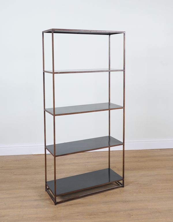 JASPER CONRAN; A BRONZE AND BLACK LACQUER FIVE TIER OPEN BOOKCASE