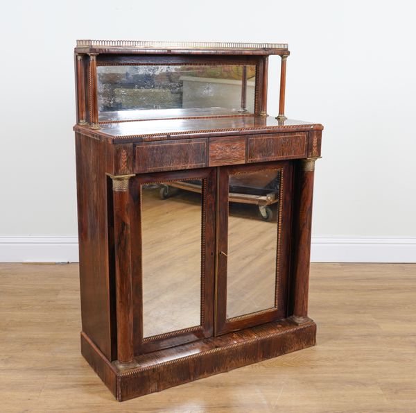 A REGENCY ROSEWOOD MIRRORED BACK CHIFFONIER