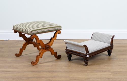 A ROSEWOOD HEIGHT ADJUSTABLE FOOTSTOOL (2)