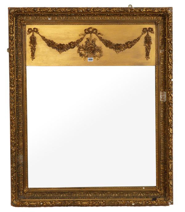 A LATE 19TH CENTURY FRENCH GILT FRAMED RECTANGULAR MIRROR (2)