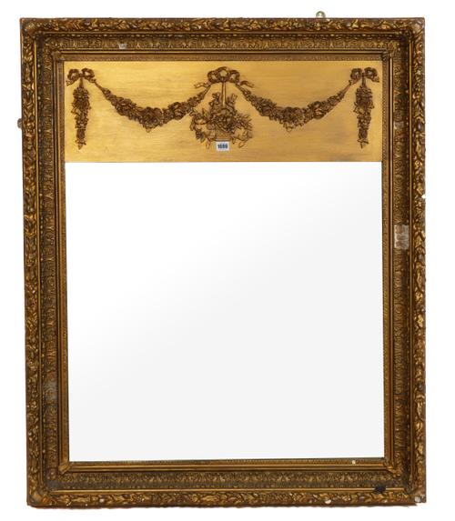 A LATE 19TH CENTURY FRENCH GILT FRAMED RECTANGULAR MIRROR (2)