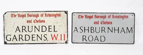 THE ROYAL BOROUGH OF KENSINGTON AND CHELSEA, ARUNDEL GARDENS W.11 ROAD SIGN (2)