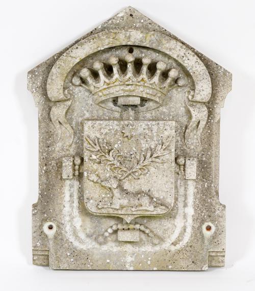 A VICTORIAN MARBLE MEMORIAL OR ARMORIAL PLAQUE