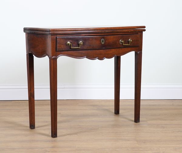 A LATE 18TH CENTURY ANGLO CHINESE HARDWOOD FOLDOVER CARD TABLE