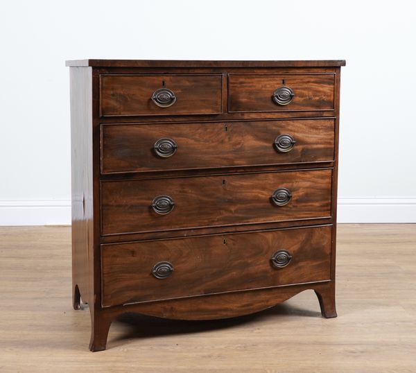 A 19TH CENTURY MAHOGANY FIVE DRAWER CHEST