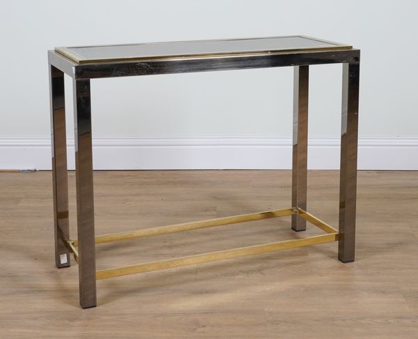 BG DESIGN; A RECTANGULAR BRASS, CHROME AND LACQUERED BRASS CONSOLE TABLE