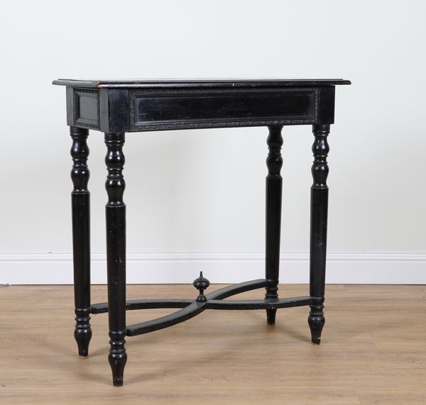 A 19TH CENTURY FRENCH EBONISED CONSOLE TABLE