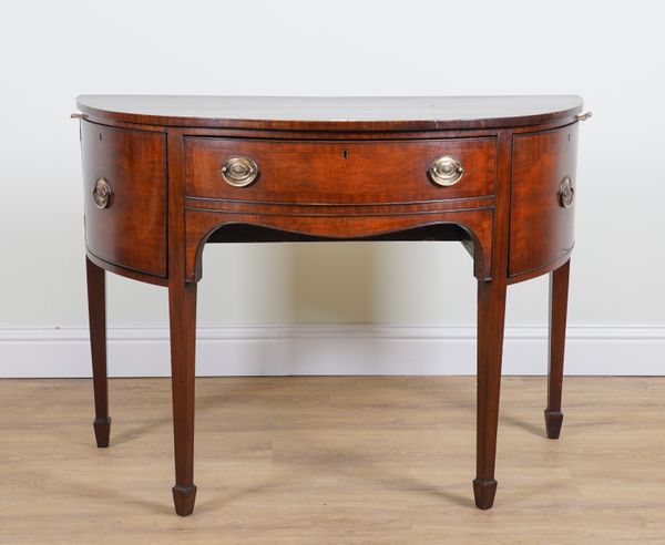 A GEORGE III MAHOGANY SEMI ELLIPTIC SERVING TABLE