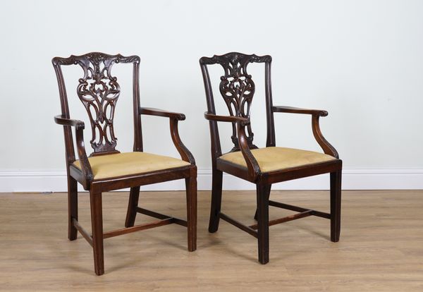 PAIR OF 19TH CENTURY MAHOGANY OPEN ARMCHAIRS (2)