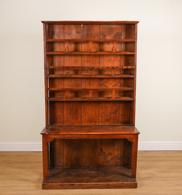 AN EARLY 19TH CENTURY FRENCH PROVINCIAL FRUITWOOD ENCLOSED BACK DRESSER