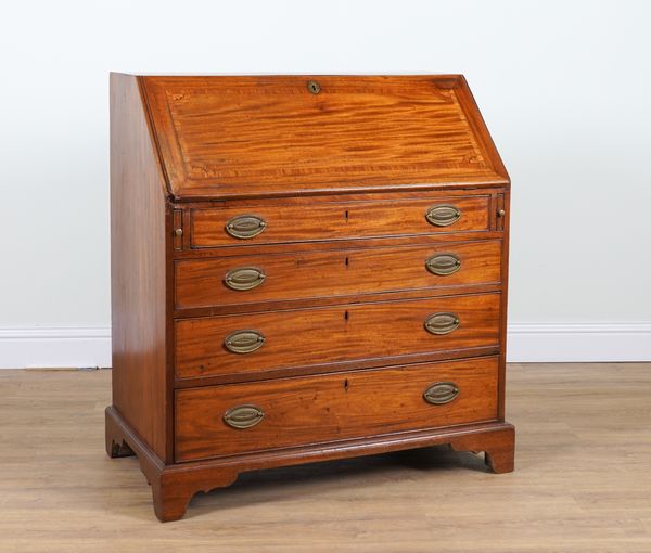 AN 18TH CENTURY MAHOGANY FOUR DRAWER BUREAU