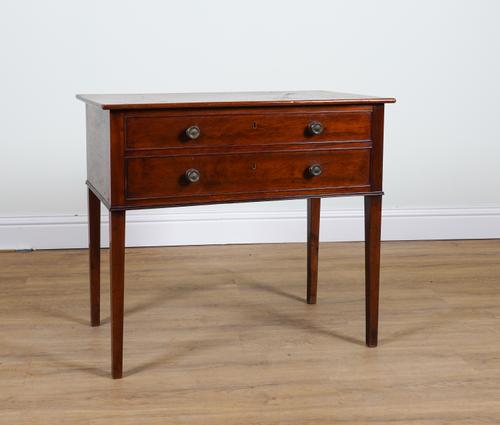 A 19TH CENTURY AND LATER MAHOGANY LIFT TOP SIDE TABLE