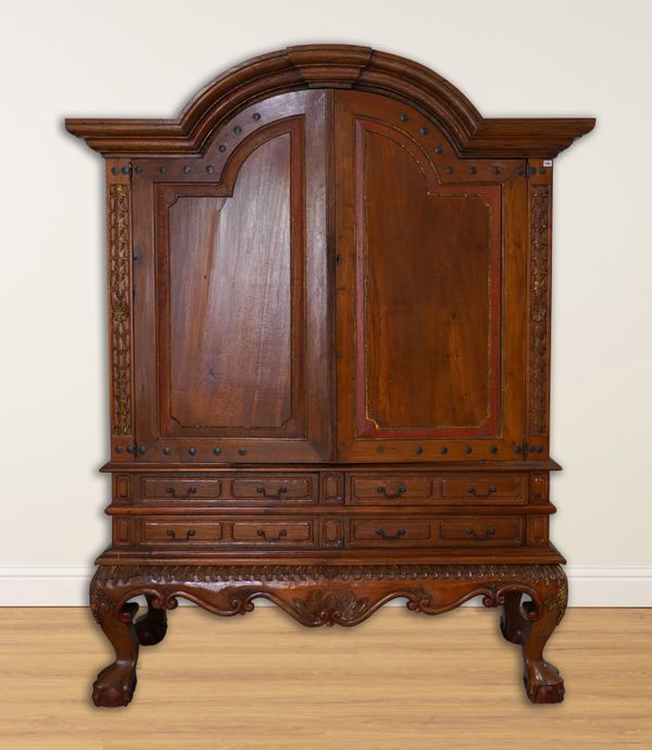 AN 18TH CENTURY STYLE HARDWOOD ARMOIRE