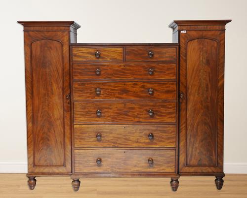 A VICTORIAN MAHOGANY SENTRY WARDROBE