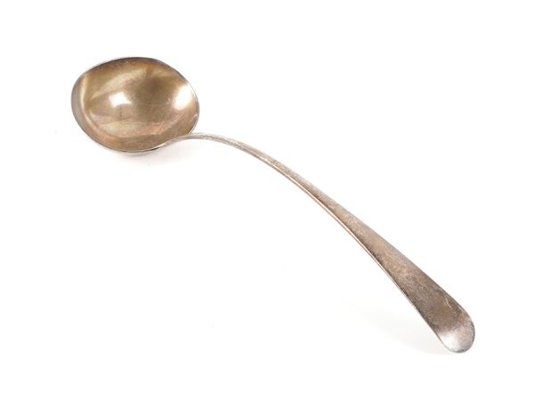 A SILVER OLD ENGLISH PATTERN SOUP LADLE