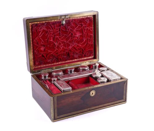 A 19TH CENTURY ROSEWOOD TOILET BOX (2)
